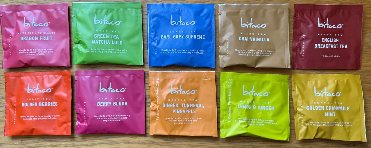 Kit Introduction thes & infusions Bitaco 10 références X 10 unités + boite en bois