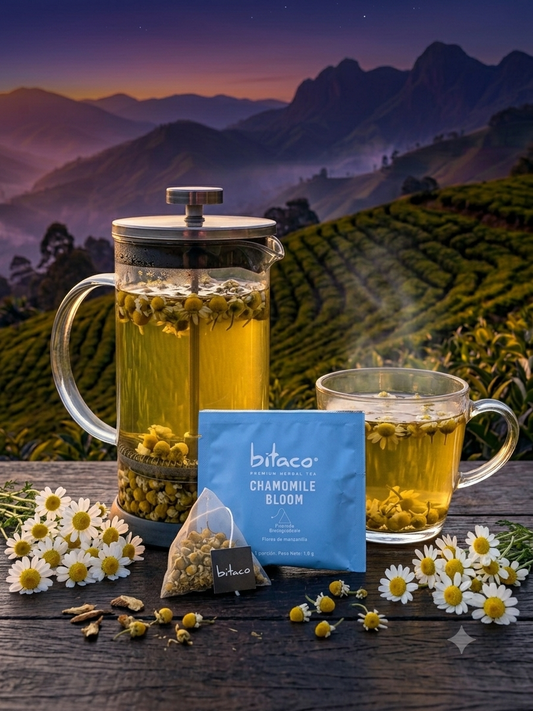 Bitaco Infusion Camomille Bloom | Fleurs Entières des Andes (60 Pyramides de Soie)